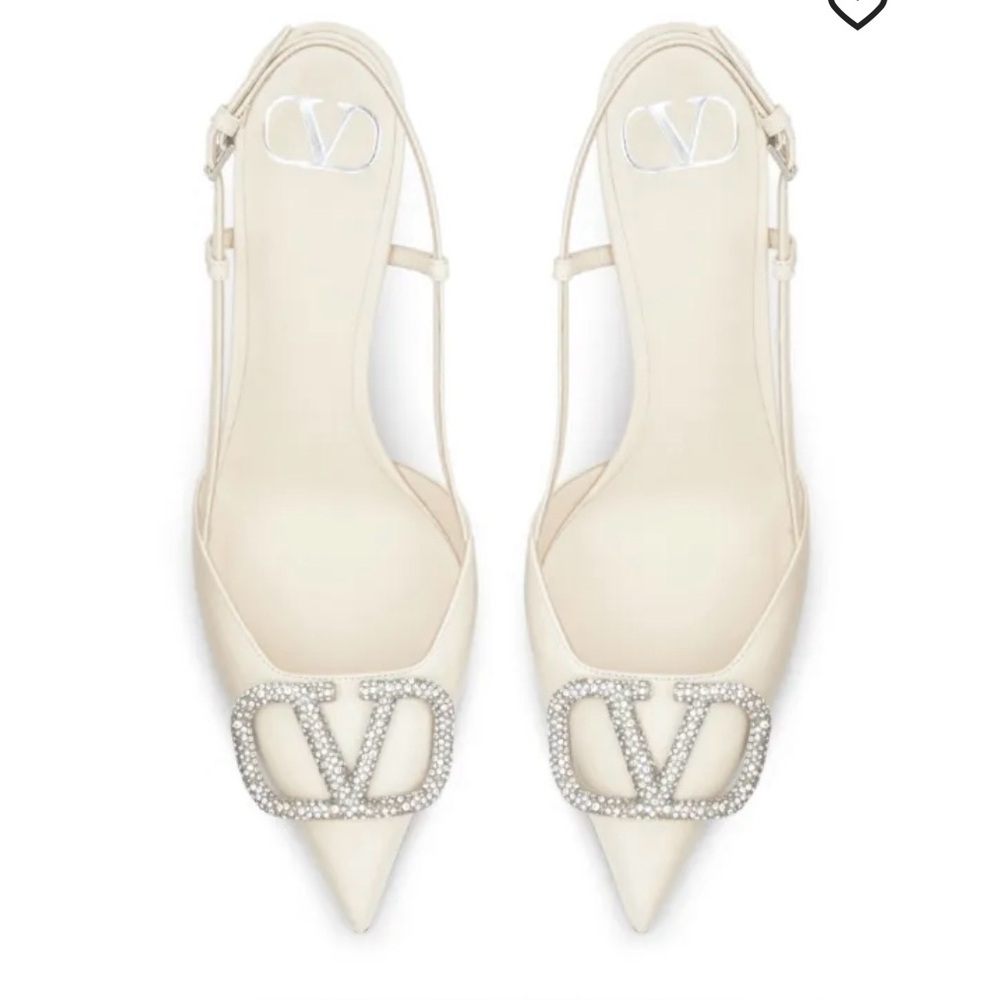 Valentino Garavani 80mm VLogo Signature slingback pumps white bling vlogo